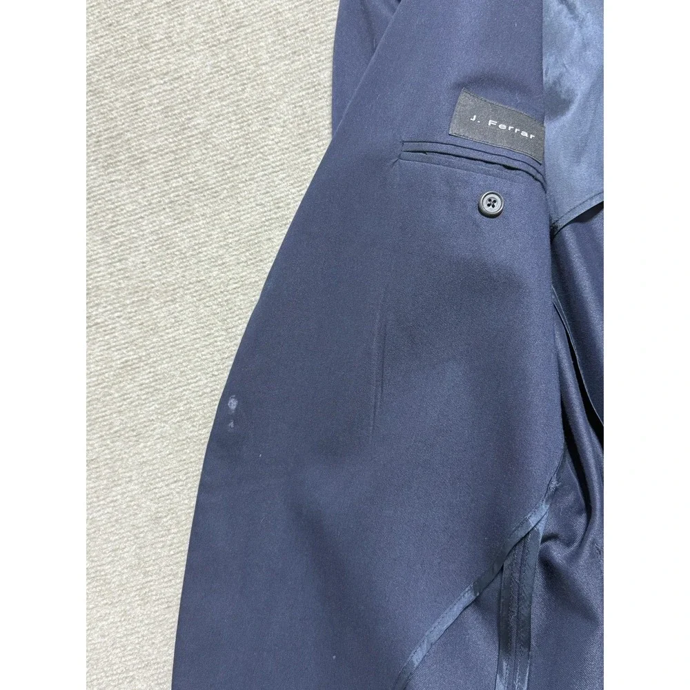 J. Ferrar Blazer Mens 40S Navy Two Button Sport Coat Patch Pockets‎ Notch Lapel